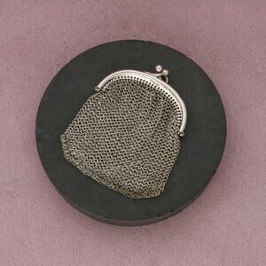 sterling silver vintage mesh chainmailcoin purse pendant